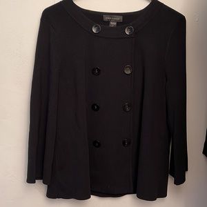 Cable & Gauge Jacket Black Wool Swing Jacket Double Breasted Autumn Outerwear